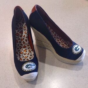 NFL Green Bay Packers Black Wedge Heel Shoes Size 39/US 8-1/2 to 9 Medium Width
